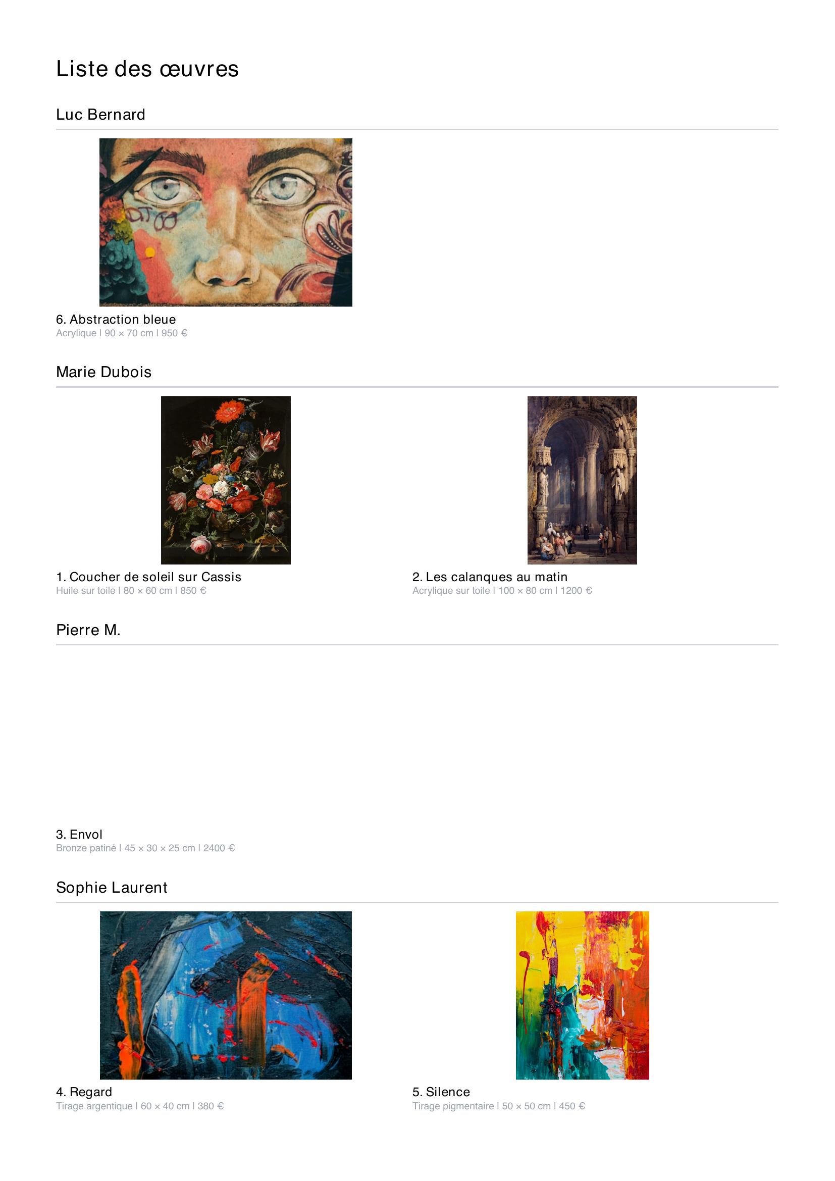 Exemple de catalogue