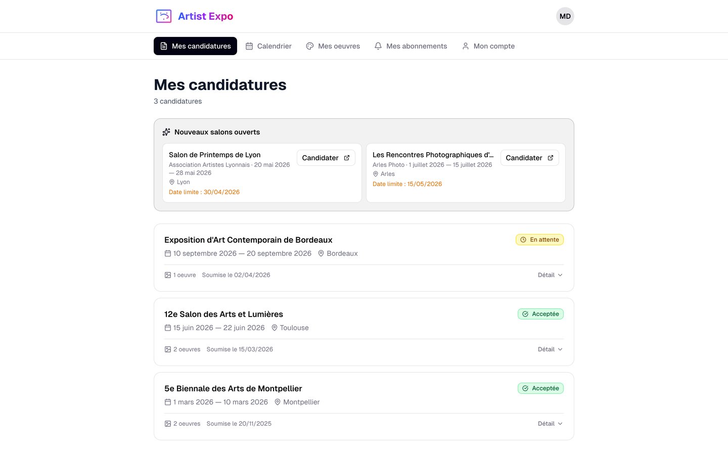 Suivi des candidatures et suggestions